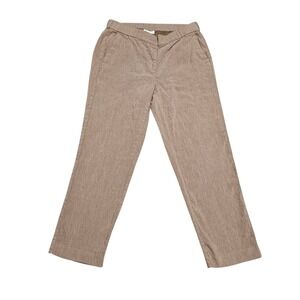 J Jill Linen Stretch Pants Woman Size S Pull On Cropped Pockets Brown